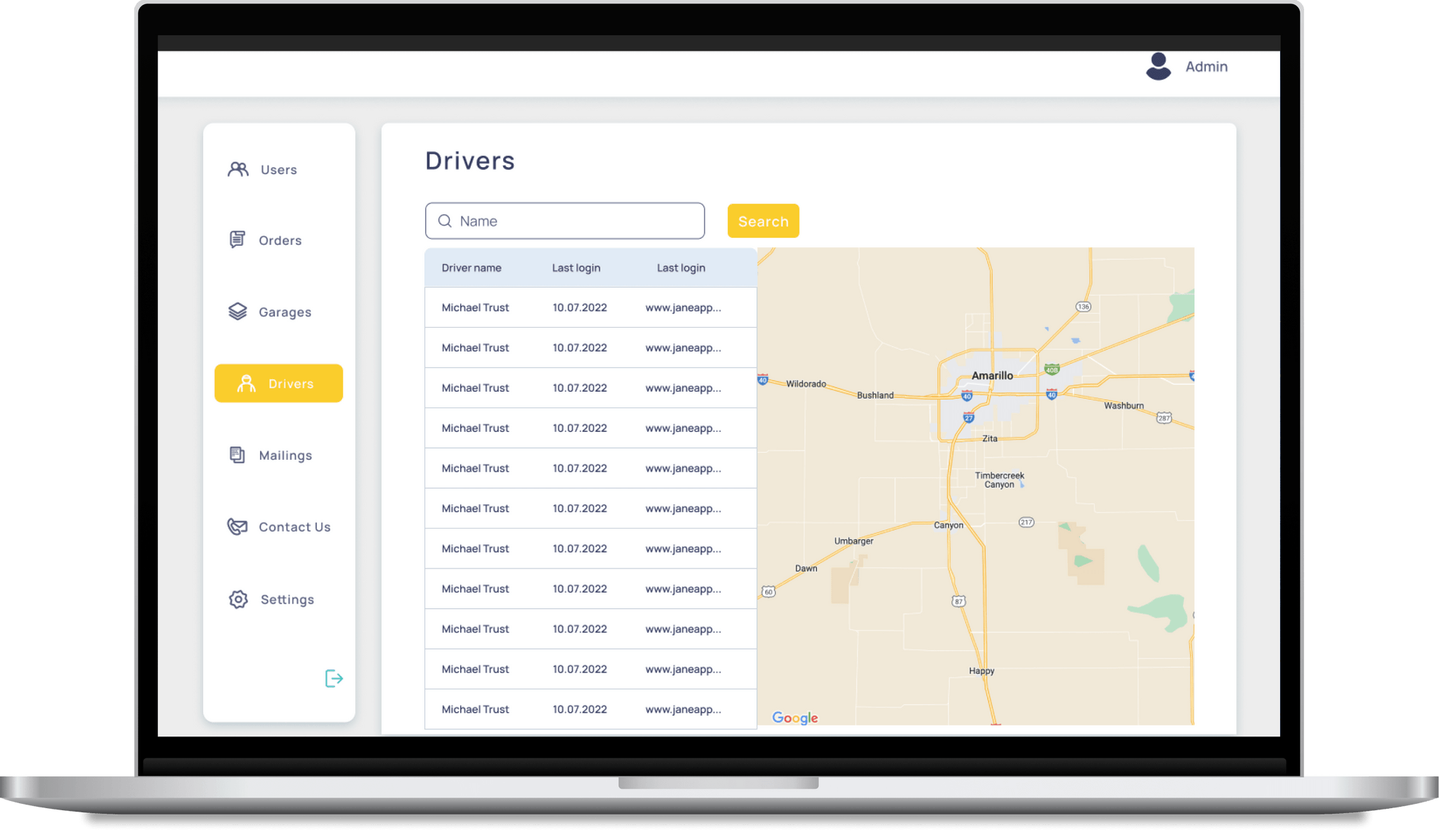 logistic admin panel