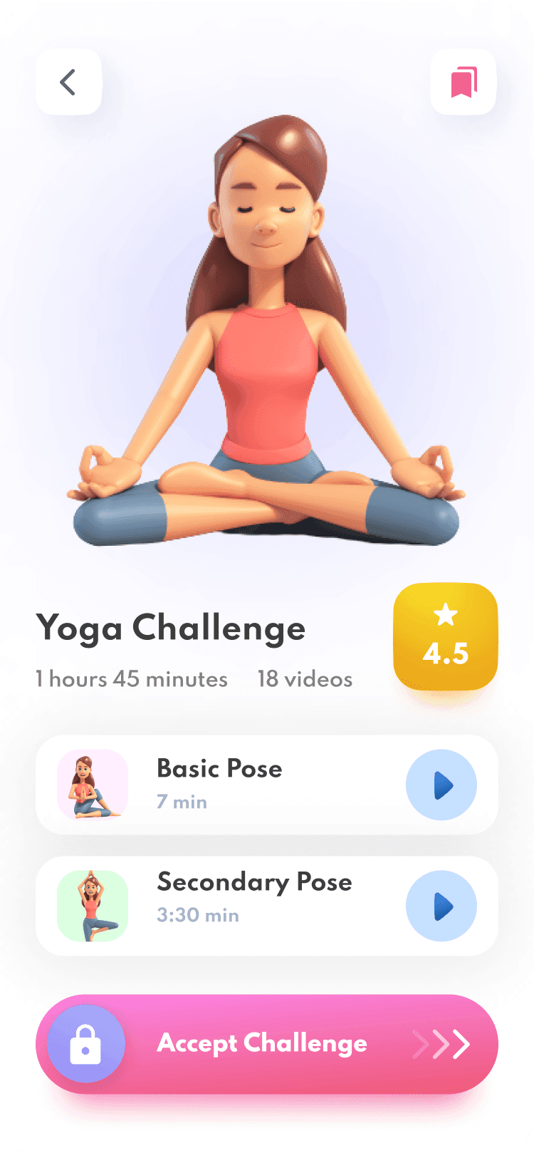 In-app yoga challenge info design