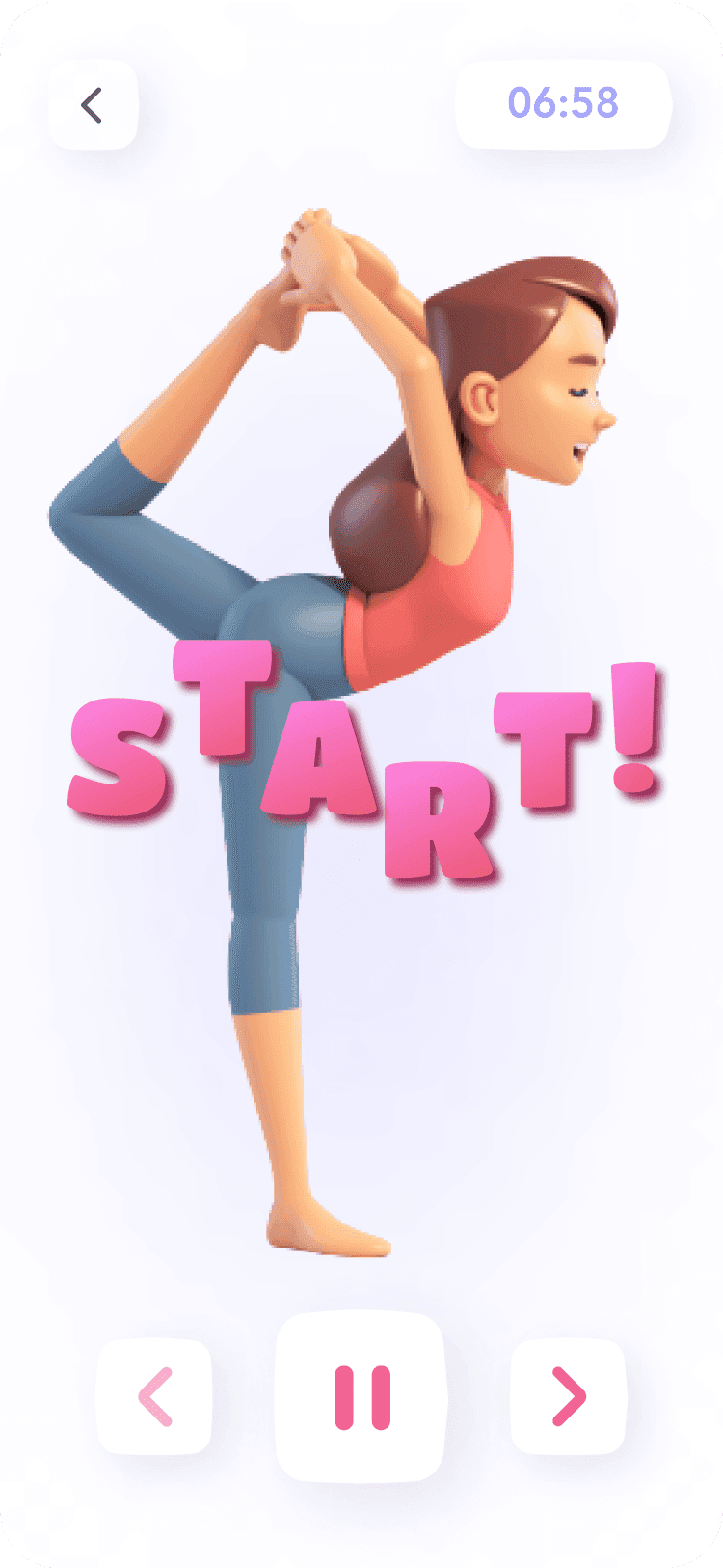In-app yoga challenge start design