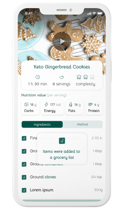 keto kitchen app screen